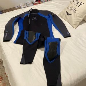 O’Neill 3XL Men’s Reactor 3/2mm Back Zip Full Wetsuit Black/Blue